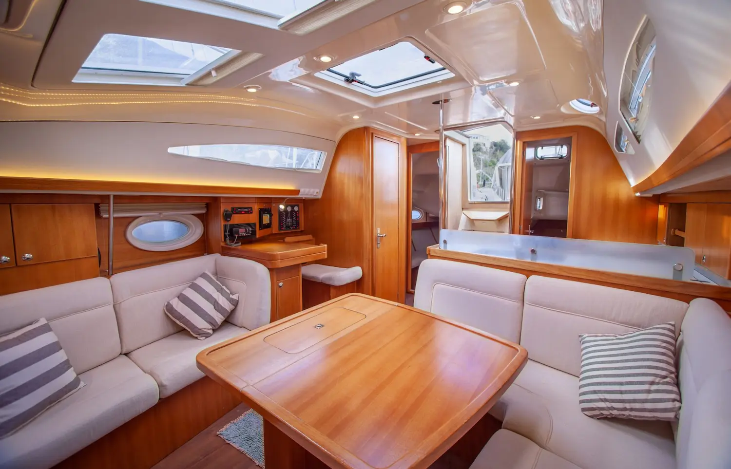 Interior saloon of the Elan Impression 384 sailboat